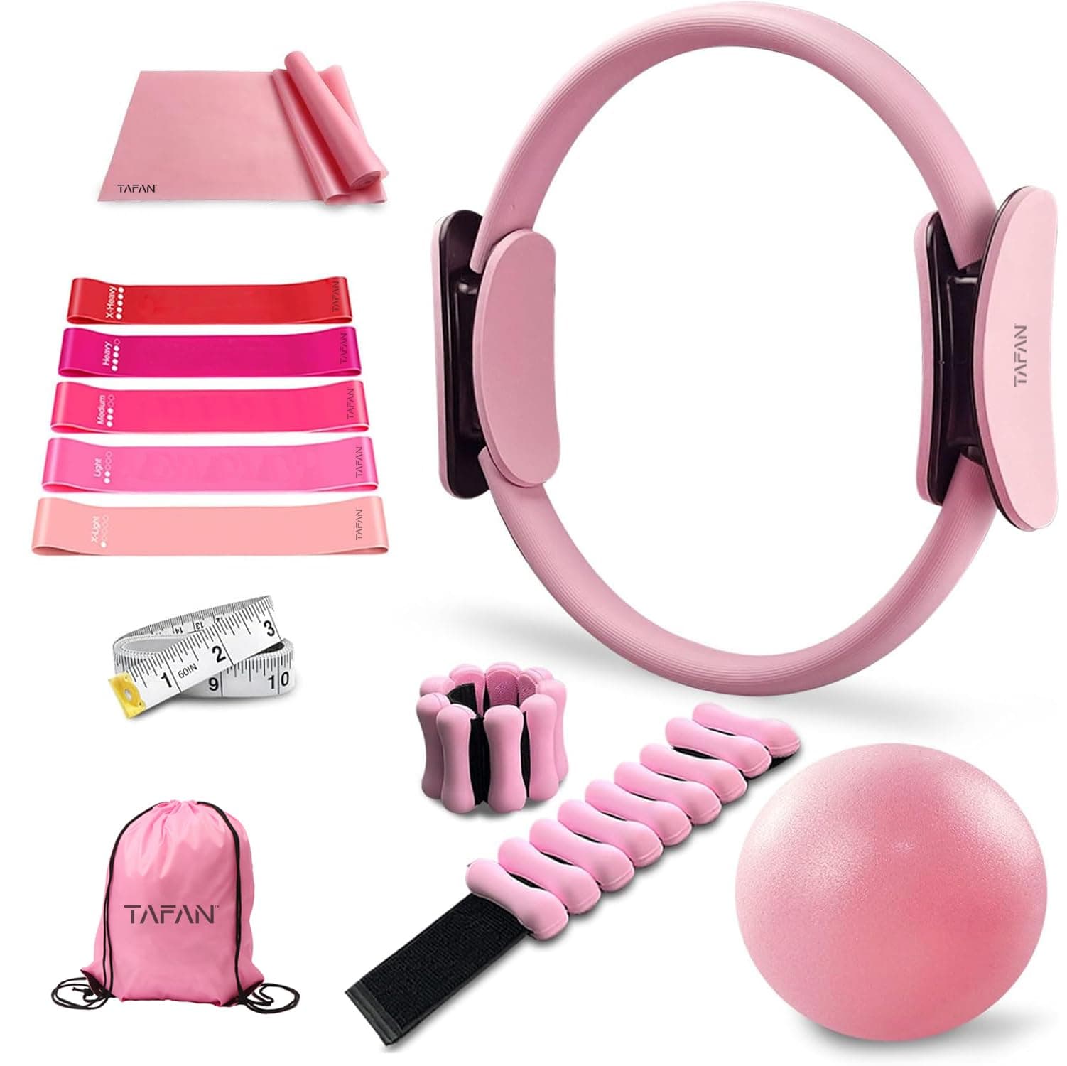 TAFAN™ Pilates Ring Set 11 PCS, Magic Circle Yoga Ring, Pilates Ball, Adjustable Ankle Wrist Weights, Resistance Bands, Tape Measure, Pilates Kit Equipment Accessories for Women Home Workouts Yoga on Amazon.ae - Price Tracker