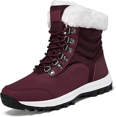Snow Boots for Women Outdoor Non-slip Boots Winter Warm Plush Lined Mid Calf Boots Women's Waterproof Platform Snow Boots on Amazon.ae - Price Tracker