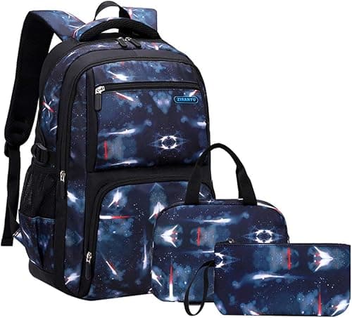JiaYou Space Pattern Galaxy Backpack Boys Primary Junior Middle School Daypack Men High Middle School Laptop Bag, Space-dark Blue, 3Pcs Backpack Set, Two Straps Backpack على Amazon.ae - متتبع الأسعار