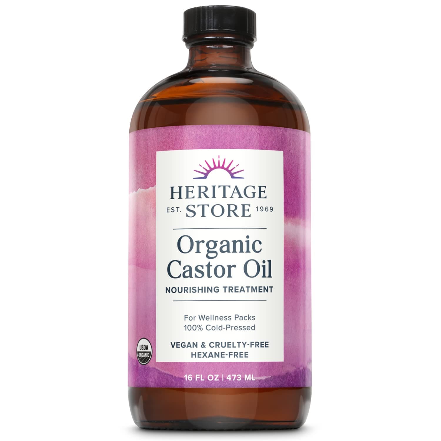 Heritage Store Palma Christi Organic Castor Oil | Hair and Eyebrow Growth | Skin Moisturizer | Cold Pressed, Hexane & Fragrance Free | 16 oz on Amazon.ae - Price Tracker