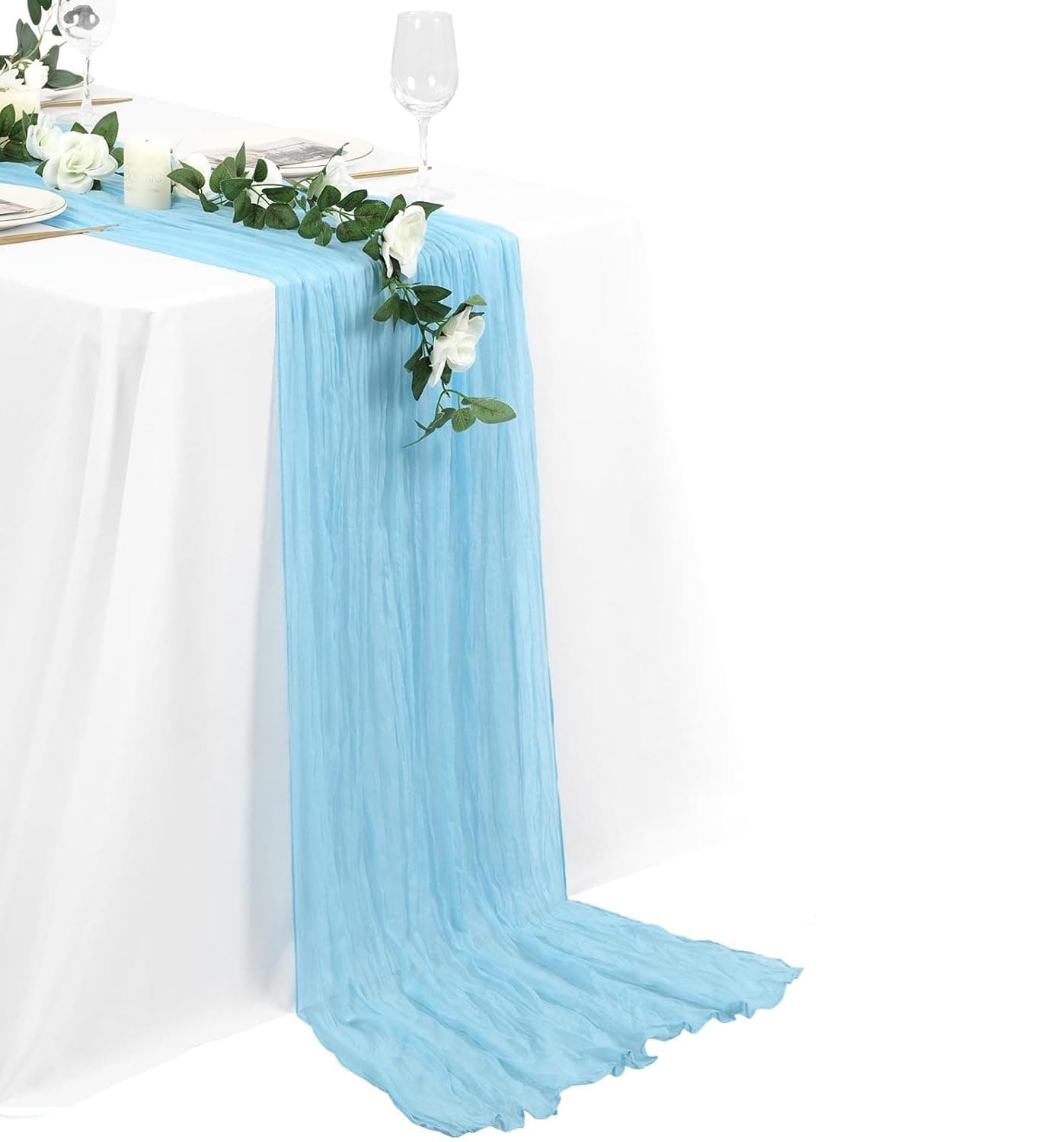 Cheesecloth Table Runner, Wedding Decorations Vintage Centerpieces Cloth, Fabric Boho For Party Bridal Shower Birthday (1 Pack Baby Blue) on Amazon.ae - Price Tracker
