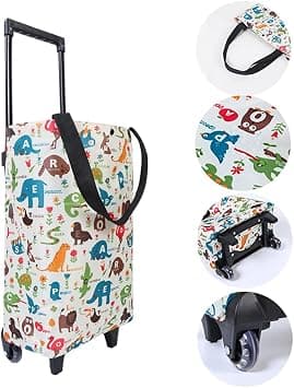 Excefore Folding Portable Bag with Wheels, 30L Capacity, Waterproof Rolling Shopping Cart, Light Weight Travel Duffel Bag for Office, Shopping, Travel, Camping, Sports, Multicolor on Amazon.ae - Price Tracker