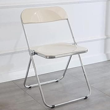 Clear Acrylic Folding Chair with Steel Chrome Frame, Luxury Transparent Foldable Chair for Dining, Makeup, Home, Office, Party & Events Indoor and Outdoor (Milk White) على Amazon.ae - متتبع الأسعار