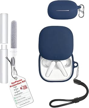 Shockproof Waterproof Silicone Case for Anker Soundcore Liberty 4 Pro, Soft Slim Cover with Lanyard, Keychain & Cleaner Kit, Blue على Amazon.ae - متتبع الأسعار
