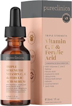 pureclinica Triple Strength Vitamin C, E & Ferulic Acid Serum (w/Retinol & double weight Hyaluronic Acid) ââ‚¬â€œ 30ml / 1 fl oz. Sku: VCEFASER30 - Best Deal Finder