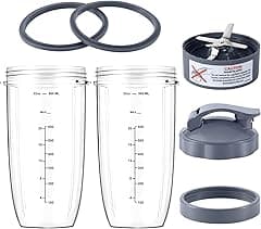 MEET JUICE 7 Pieces nutribullet Blender Cups & Blade Replacement Set 32oz Huge Cup with 1 Flip-Top To-Go Lid and 1 Lid Ring & Premium Extractor Blade with Compatible with NutriBullet 600w/900w Blender - Amazon.ae Price Tracker