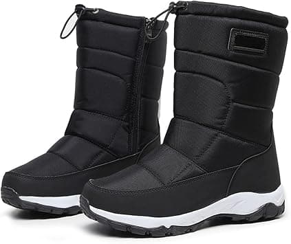 Snow Boots Men's, Waterproof Anti-Slip Hiking Flat Ankle Wellies, Winter Warm Thick Fleece Lining Rubber Grip Sole Classic Short Boots for Outdoor Hiking Ski Holidays Snowboard,Black,42 EU على Amazon.ae - متتبع الأسعار