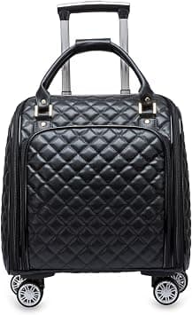 feilario 16in Leather Softside Underseat Carry on Suitcases Expandable Spinner Wheels Travel Luggage - Best Deal Finder