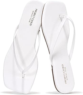 Project Cloud Square Toe Flip Flops For Women Footwear - Non Slip with Memory Foam Insole Beach Essentials Womens Sandals - Lightweight Thong Sandals Women (DEDICATION) on Amazon.ae - Price Tracker