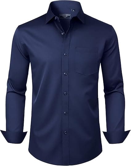 Alimens & Gentle Mens Dress Shirts Long Sleeve Wrinkle Free Stretch Cotton Big Tall Button Down Shirts on Amazon.ae - Price Tracker