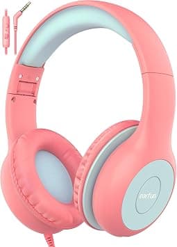 EarFun Kids Headphones with Mic for Boys and Girls, Over Ear HD Stereo Headphone for Children, 85/94dB Volume Limiter, Sharing Port, Foldable On Ear Headsets with Mic (Pink & Blue) on Amazon.ae - Price Tracker
