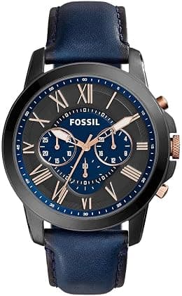 Fossil Grant Chronograph Navy Leather Watch, FS5061IE - Best Deal Finder