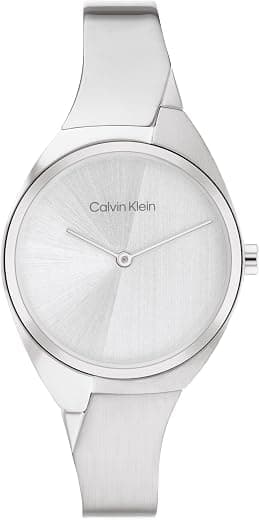 Calvin Klein Women's Quartz Stainless Steel Case and Bangle Bracelet Watch, Color: Silver (Model: 25200234), silver - Best Deal Finder
