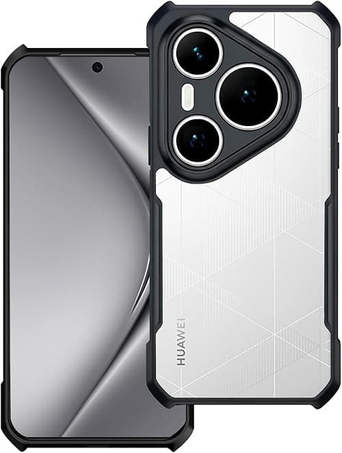 For Huawei Pura 70 Pro/Pura 70 Pro Plus Case, Camera Lens Protection Back Cover, TPU+PC Shockproof Bumper Mobile Phone Case, Anti-Yellowing Slim Fit Protective Casing (Black Transparent) on Amazon.ae - Price Tracker