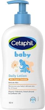 Cetaphil Baby Daily Lotion | Organic Calendula | Vitamin E, Sweet Almond & Sunflower Oils | Tear Free, Paraben, Colorant & Mineral Oil Free | Hypoallergenic | Organic | Dermatologist Tested | 400ml on Amazon.ae - Price Tracker