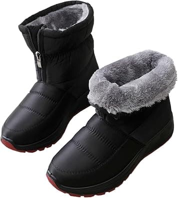 Snow Boots For Women Waterproof Cotton Shoes Women's Winter Mid Calf Booties Non-slip Soles Thickened Snow Boots Comfortable Outdoor Ski Boots on Amazon.ae - Price Tracker