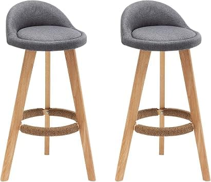 Beauenty Bar Chairs with Upholstered Backs, High Chairs, Solid Wood Bar Stool, Modern Bar Stools for Bars, Cafes, Family Restaurants (2Pcs,Gray-70CM) على Amazon.ae - متتبع الأسعار