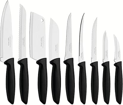 Tramontina 9 pcs Knife Set - Stainless Steel Sharp Professional Kitchen Chef Cooking Knives set with Black Handles on Amazon.ae - Price Tracker