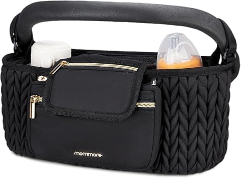 Mommore Stroller Organizer With Insulated Cup Holders, Adjustable Caddy Detachable Phone Bag, Accessories Fits For Uppababy, Doona, Jogger, Britax (Black) on Amazon.ae - Price Tracker