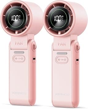KIMMOO 2 Pack Pink Portable Handheld Turbo Fan-100 Speeds, 13500 RPM, 12Hrs Cooling, Digital Display, USB Rechargeable Mini Hand Held Personal Fan for Travel Makeup Outdoor Indoor على Amazon.ae - متتبع الأسعار