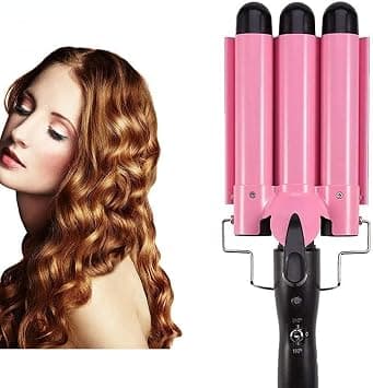 3 Barrel 25mm Tourmaline Hair Waver Curling Iron Wand Salon Styler for Waves Crimps على Amazon.ae - متتبع الأسعار