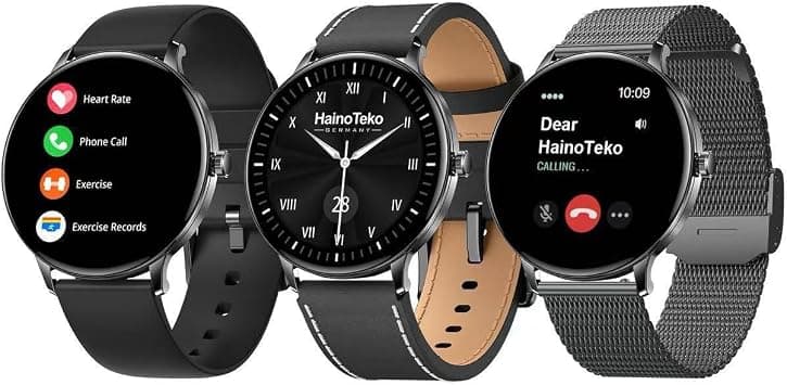 HainoTeko-27 Super Slim Waterproof Design Smart Watch with AMOLED Display Bluetooth Calling and 3 Pair Straps Designed for Ladies and Gents (Black) on Amazon.ae - Price Tracker