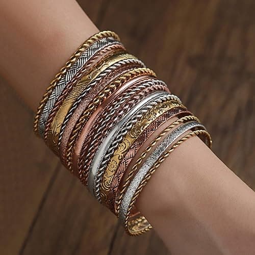 Gold Bangle Bracelets for Women Chunky Gold Set Cuff Bracelet Stack Jewelry Friendship Gifts for Women Jewelry on Amazon.ae - Price Tracker