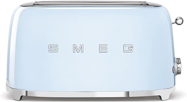 Smeg Tsf02Pbuk, 50'S Retro Style 4 Slice Toaster,6 Browning Levels,2 Extra Wide Bread Slots, Defrost And Reheat Functions, Removable Crumb Tray, Pastel Blue, 1 Year Warranty on Amazon.ae - Price Tracker