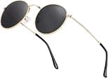 Htms Small Round Polarized Sunglasses Retro Men Women Mirrored Lens Metal Frame Circle Sun Glasses Shades - Best Deal Finder