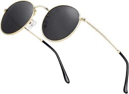 Htms Small Round Polarized Sunglasses Retro Men Women Mirrored Lens Metal Frame Circle Sun Glasses Shades - Best Deal Finder