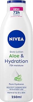 NIVEA Body Lotion for Normal to Dry Skin, Aloe & Hydration with 100% Pure Hyaluron, 72H Fast Refreshing Moisture, 250ml - Best Deal Finder
