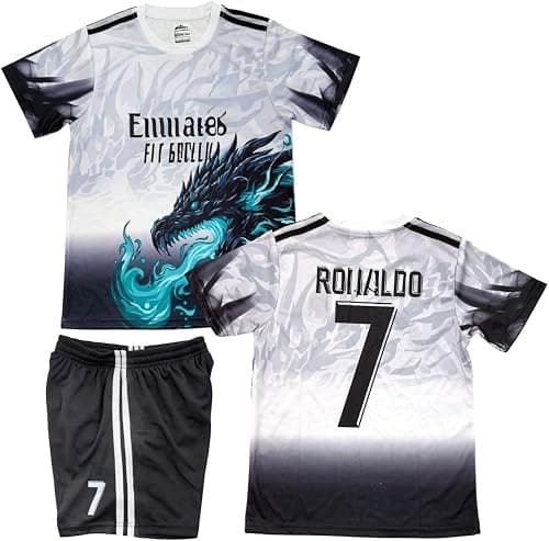 New Season Madrid RO'NALDO #7 Dragon Football jersey Soccer Uniform fan football No 7 Dragon kit with Short Kids and Youth Sizes. على Amazon.ae - متتبع الأسعار
