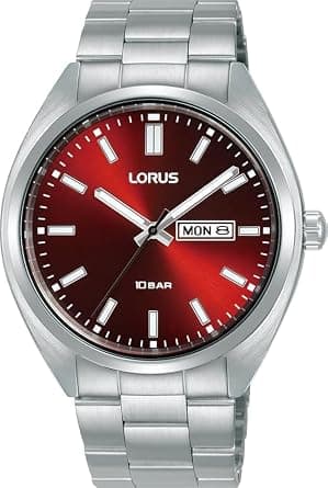 LORUS Men's Analogue Quartz Watch with Stainless Steel Strap, Silver/Green - متتبع أسعار Amazon.sa