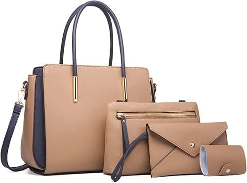 4 Pcs Women Fashion Handbag Set Wallet Tote Bag Shoulder Bag Top Handle Satchel Purse Set Handle Bag for Women on Amazon.ae - Price Tracker
