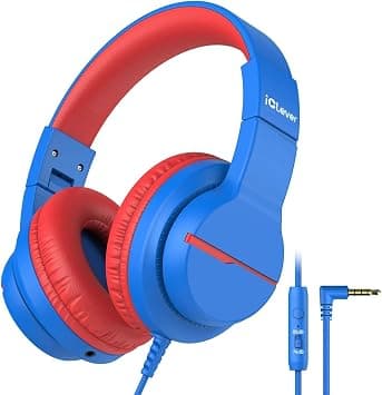 iClever Kids Headphones with Microphone for School, Volume Limiter 74/85dBA, Over-Ear Boys Headphones for Kids with Shareport, Wired Headphones for iPad/Fire Tablet, Blue on Amazon.ae - Price Tracker