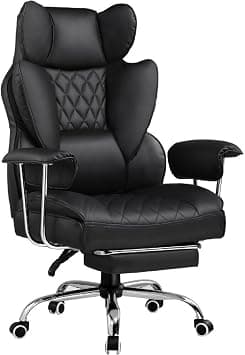 GTPLAYER Big & Tall Home Office Chair with Pocket Spring Lumbar Support, Ergonomic Comfortable Wide Office Desk Computer Gaming Chair with Outward Fixed Soft Armrests & Footrest (PU Leather, Black) on Amazon.ae - Price Tracker