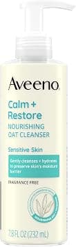 Aveeno Calm + Restore Nourishing Oat Cleanser, Daily Hydrating Facial Cleanser & Face Wash for Sensitive Skin, Non-Foaming, Hypoallergenic, Non-Comedogenic, Fragrance-Free, with Feverfew, 7.8 fl oz on Amazon.ae - Price Tracker