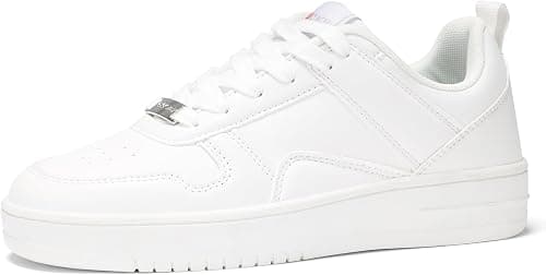 LUCKY STEP Women Fashion Sparkle Rhinestone Sneakers White Leather Low Top Tennis Shoes Lace Up Casual Comfortable Walking Shoe on Amazon.ae - Price Tracker