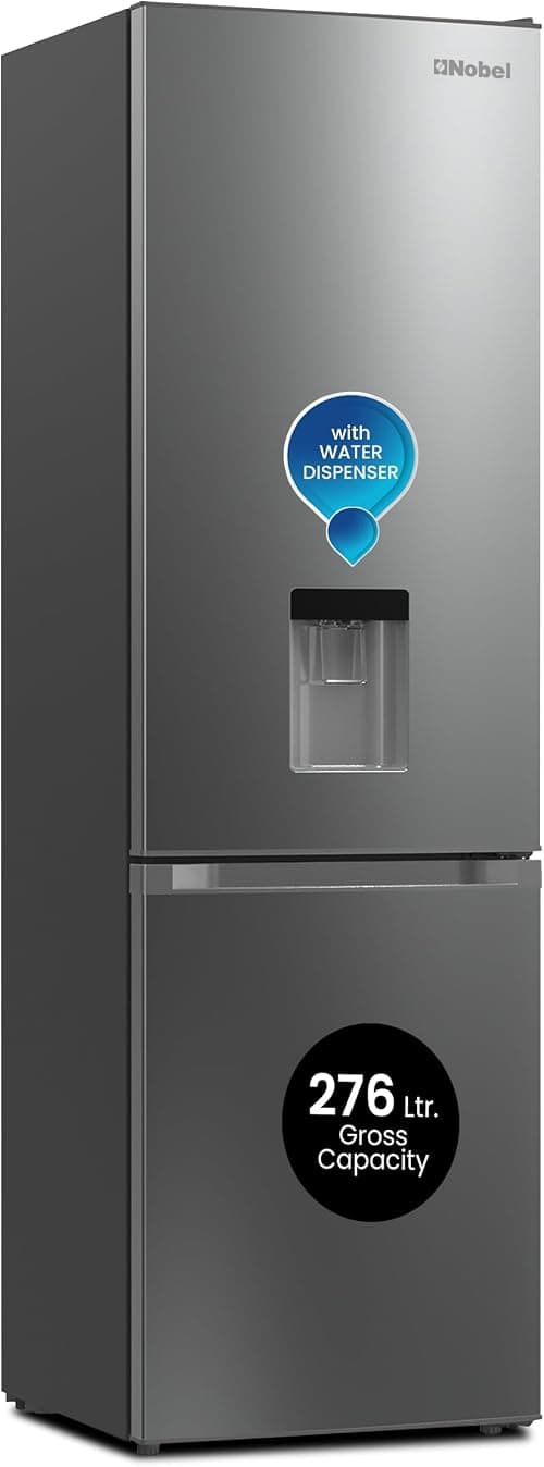 Nobel Bottom Mounted Refrigerator, 276L Gross / 248L Net Capacity, Inverter, Water Dispenser, NoFrost, Energy Saving, Temperature Control, Recessed Handle NBF400 on Amazon.ae - Price Tracker