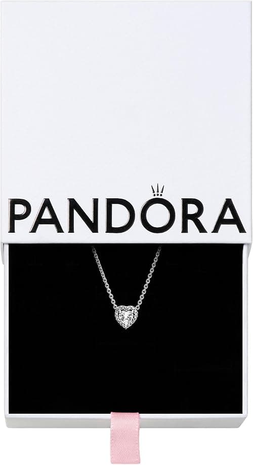 Pandora Timeless Women's Sterling Silver Elevated Heart Cubic Zirconia Pendant Necklace, 45cm on Amazon - Best Deal Finder
