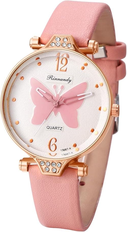 Lancardo Women Butterfly Leather Watch: Ladies Smple Casual Analog Quartz Rhinestone Elegant Wrist Watch for Women on Amazon.ae - Price Tracker