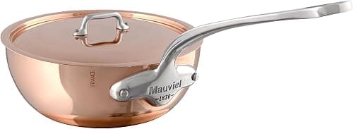 Mauviel M'Heritage 150S 1.5mm Polished Copper & Stainless Steel Splayed Curved Saute Pan With Lid, And Cast Stainless Steel Handle, 2.1-qt, Made In France على Amazon.ae - متتبع الأسعار