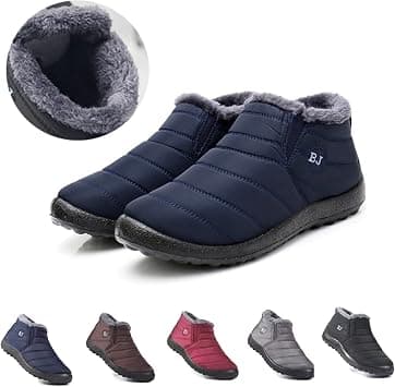Boojoy Winter Boots, Winter Warm Non-Slip Ankle Boots, Fur Lined Thickened Non-Slip Winter Shoes for Men and Women (6-Women, Blue) على Amazon.ae - متتبع الأسعار