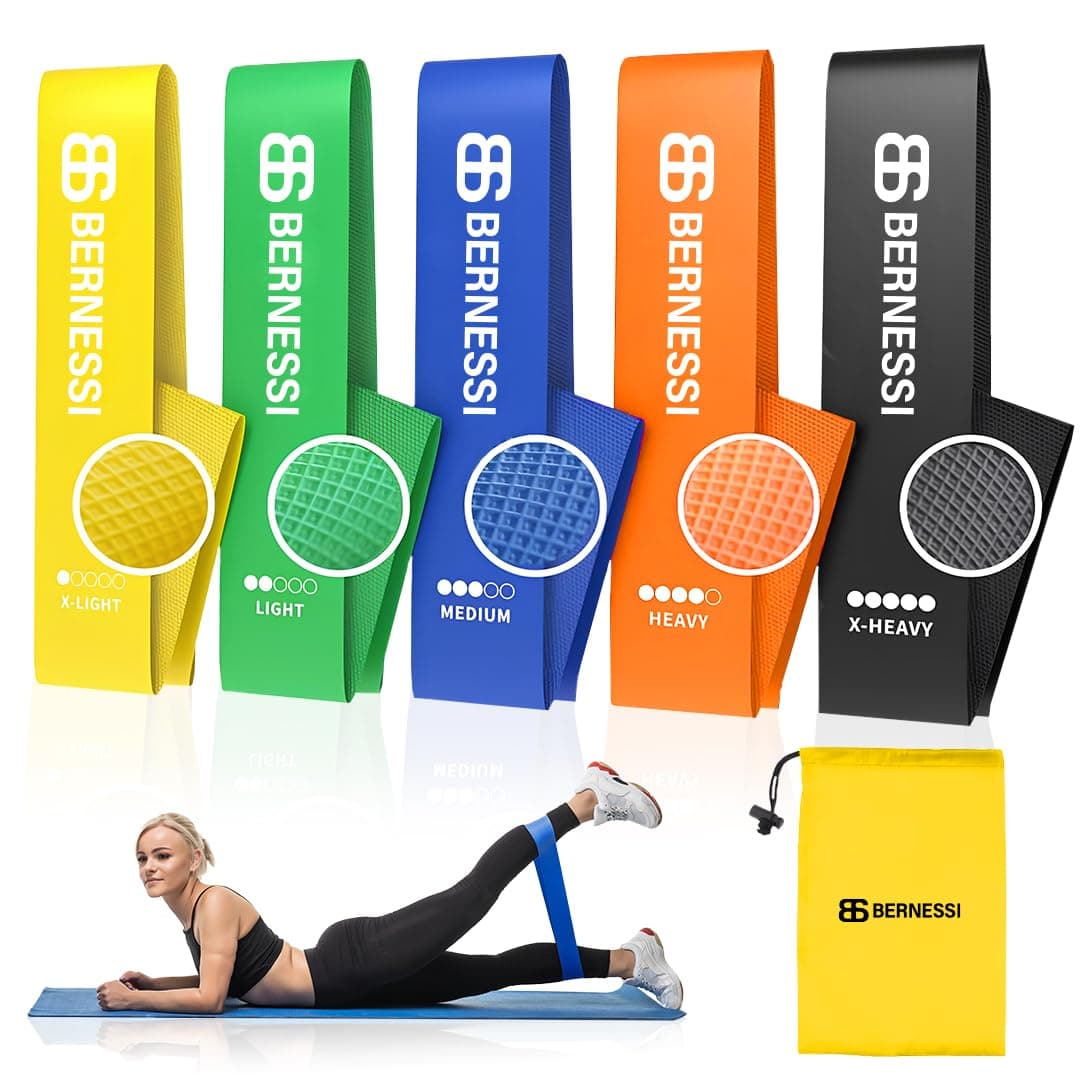 BERNESSI 5pcs 10-40lbs Rubber Resistance Band Set for Men & Women, Stretch Elastic Loop Exercise Bands Set Heavy Duty Anti-Slip for Legs Botty Working Out Gym Workout Yoga Fitness Training Pilates on Amazon.ae - Price Tracker