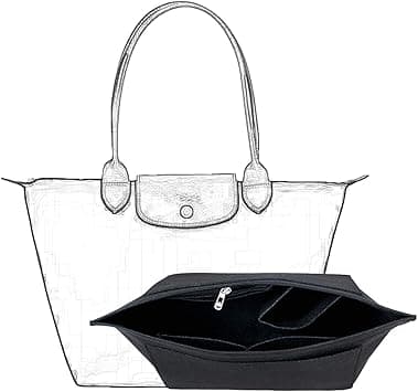 D.DUO Purse Organizer, Multi-Pocket Felt Handbag Organizer, Folding Tote Bag organizer insert for Insert Wallet Organizer Suitable for Longchamp (Black, Large) on Amazon.ae - Price Tracker