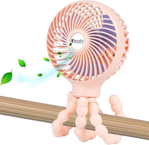 Portable Mini Handheld Stroller Fan, 2000mAh Personal Portable Car Seat Baby Fan with Flexible Tripod,USB or Battery Powered Desk Fan with Adjustable 3 Speeds (Pink) on Amazon.ae - Price Tracker