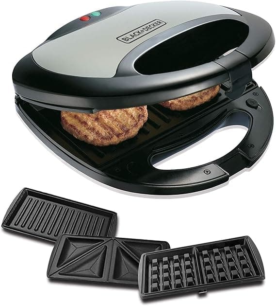 Black & Decker 750W Sandwich Maker 2 Slot Non-Stick 3in1 Interchangable Sandwich Grill And Waffle Maker, With Indicator And Ready to Cook Lights For Quick and Easy Dishes TS2090-B5 2 Years Warranty on Amazon.ae - Price Tracker