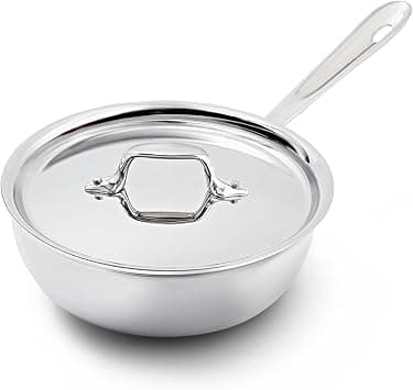 All Clad Stainless Steel 3-Ply Bonded Dishwasher Safe Saucier Pan with Lid Cookware, Silver 2-Quart 8701004396 on Amazon.ae - Price Tracker