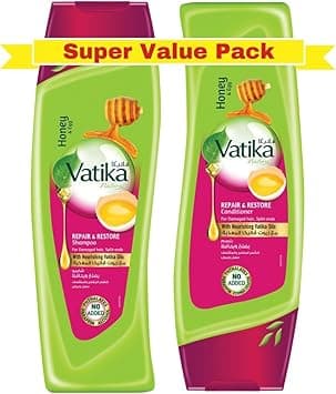 Vatika Naturals Repair & Restore Shampoo & Conditioner | Enriched with Honey & Egg | For Damaged Hair with Split Ends | Super Value Bundle Pack - 400 ml x 2 on Amazon.ae - Price Tracker