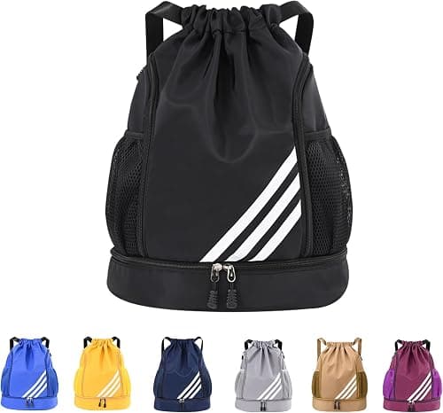 Drasry Drawstring Backpack Resistant String Bag Swimming Gym Sports with Compartment Side Mesh Pockets for Women Men on Amazon.ae - Price Tracker